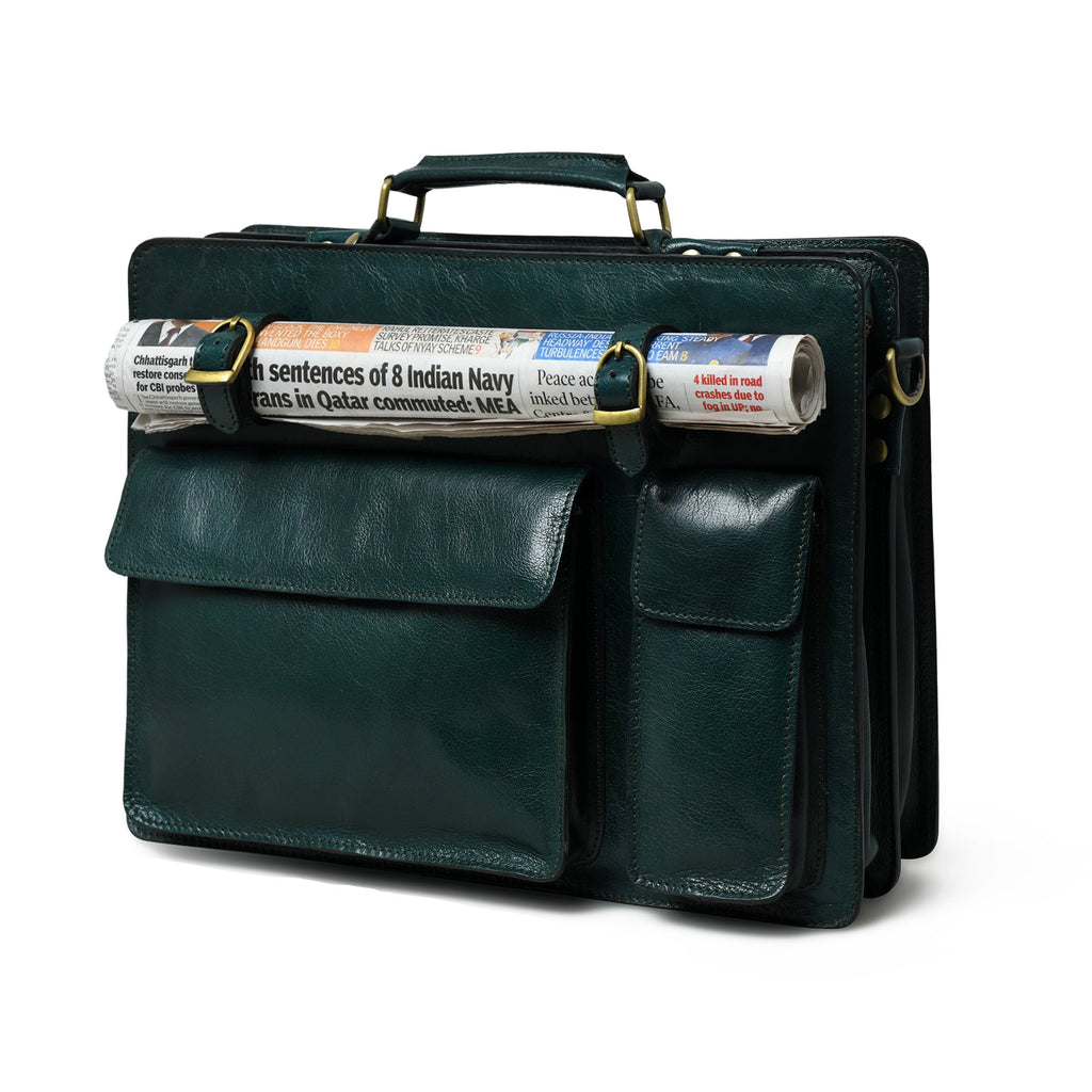 Tuscany Italian Leather Briefcase, Green