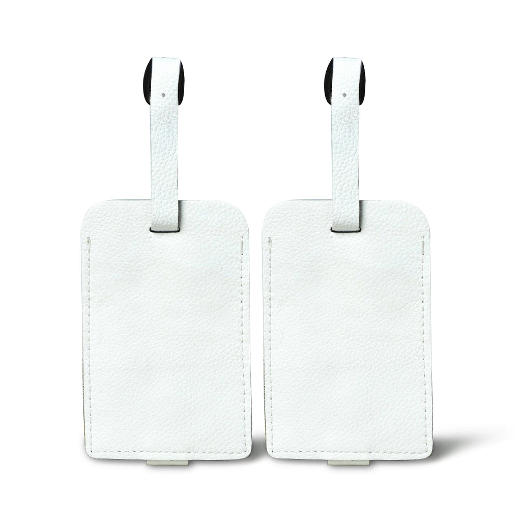 White Leather Luggage Tags Set