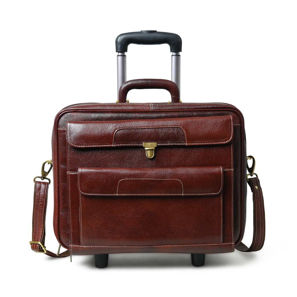 Wanderer Leather Trolly Suitcase Bag