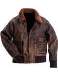 Men's Distressed Brown G1 Aviator Bomber Jacket