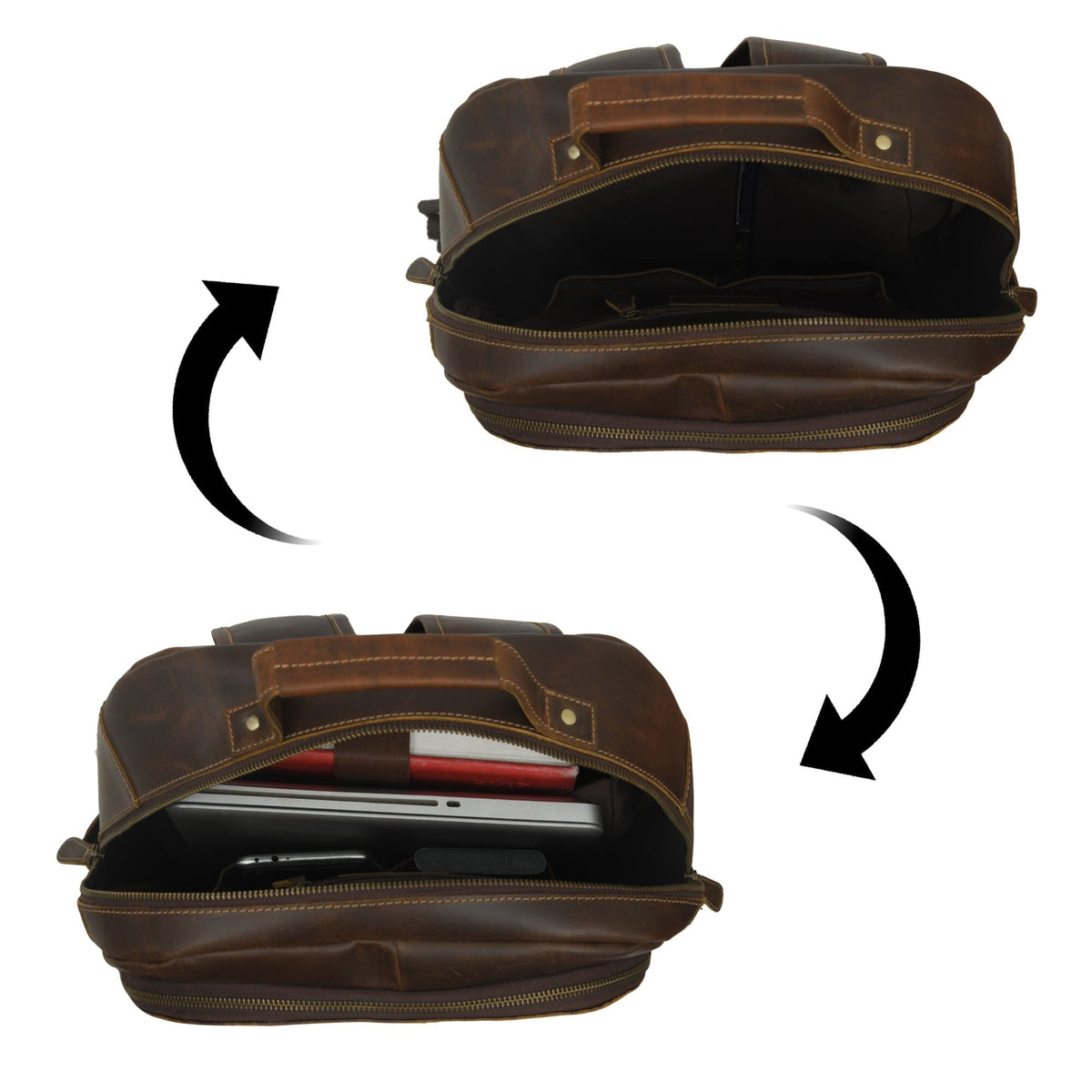 MaheTri Cambridge Unisex Buffalo Leather Backpack