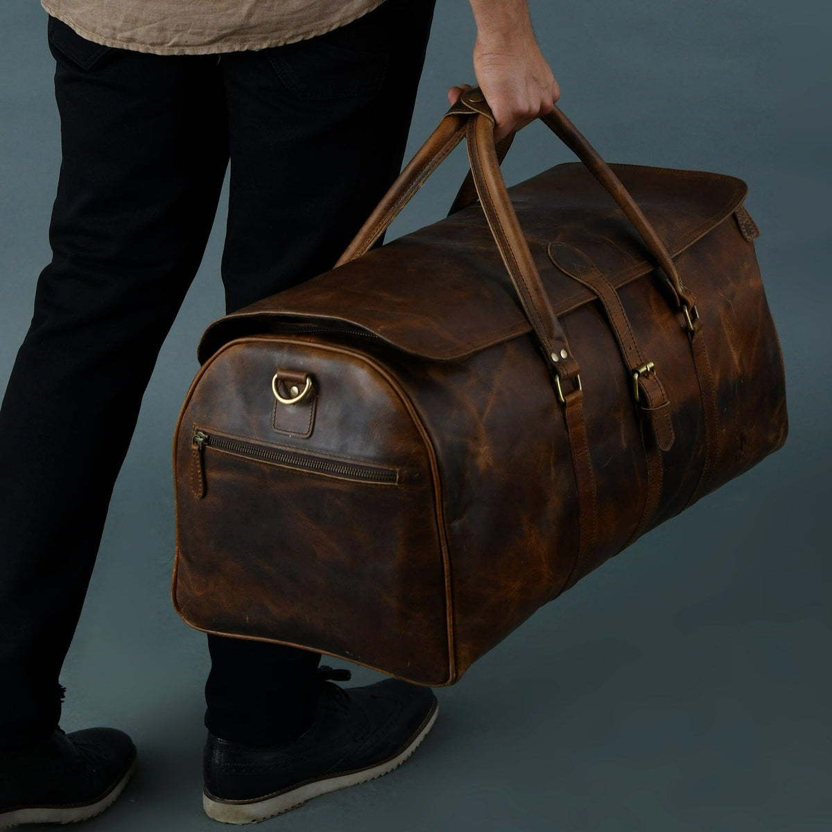 The Bolton Flap Duffel- Brown