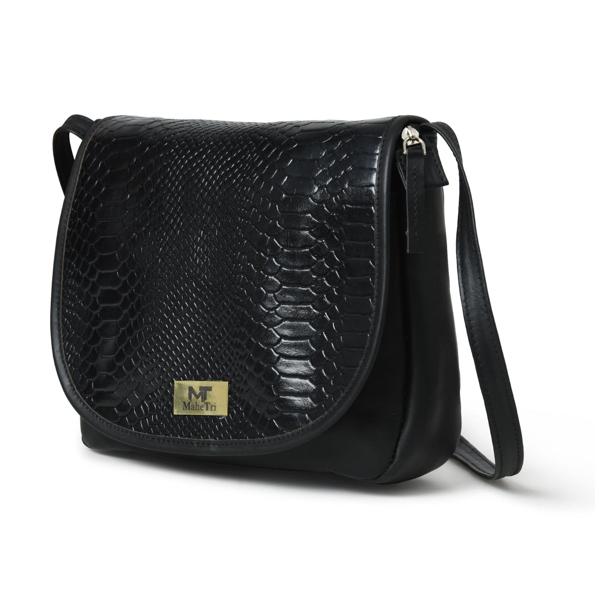 The Croco Satchel- Black
