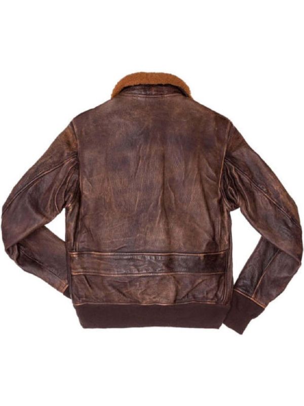 Men's Distressed Brown G1 Aviator Bomber Jacket
