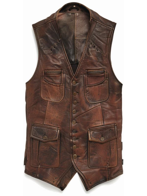Abel Men Vintage Brown Leather Vest