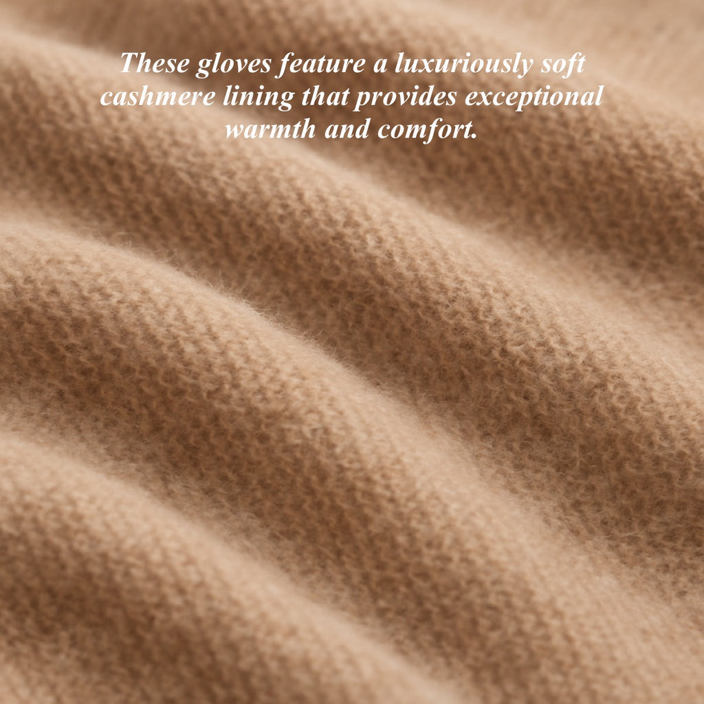 CC4066 (taupe) - Women’s Italian fox fur cuff cashmere lined leather gloves