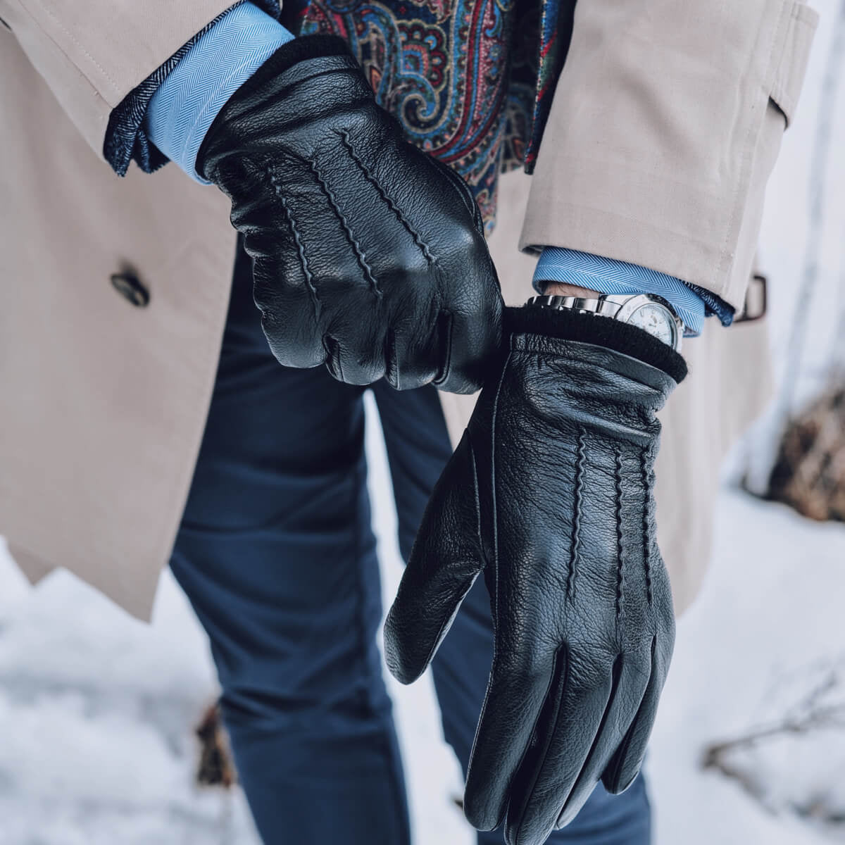 Daniel (black) – Goatskin leather gloves with warm wool lining and touchscreen function