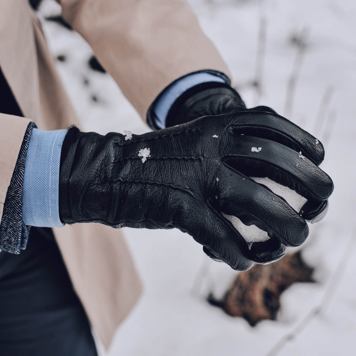 Daniel (black) – Goatskin leather gloves with warm wool lining and touchscreen function