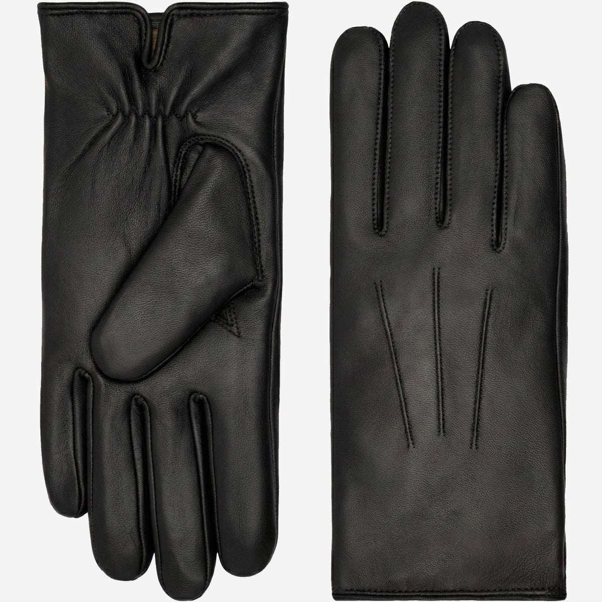 Ezra (black) - Lambskin leather gloves with warm rabbit fur lining and touchscreen feature