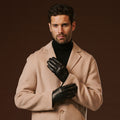 Fabio (black) - Men's classic Italian lambskin leather gloves with pure silk lining