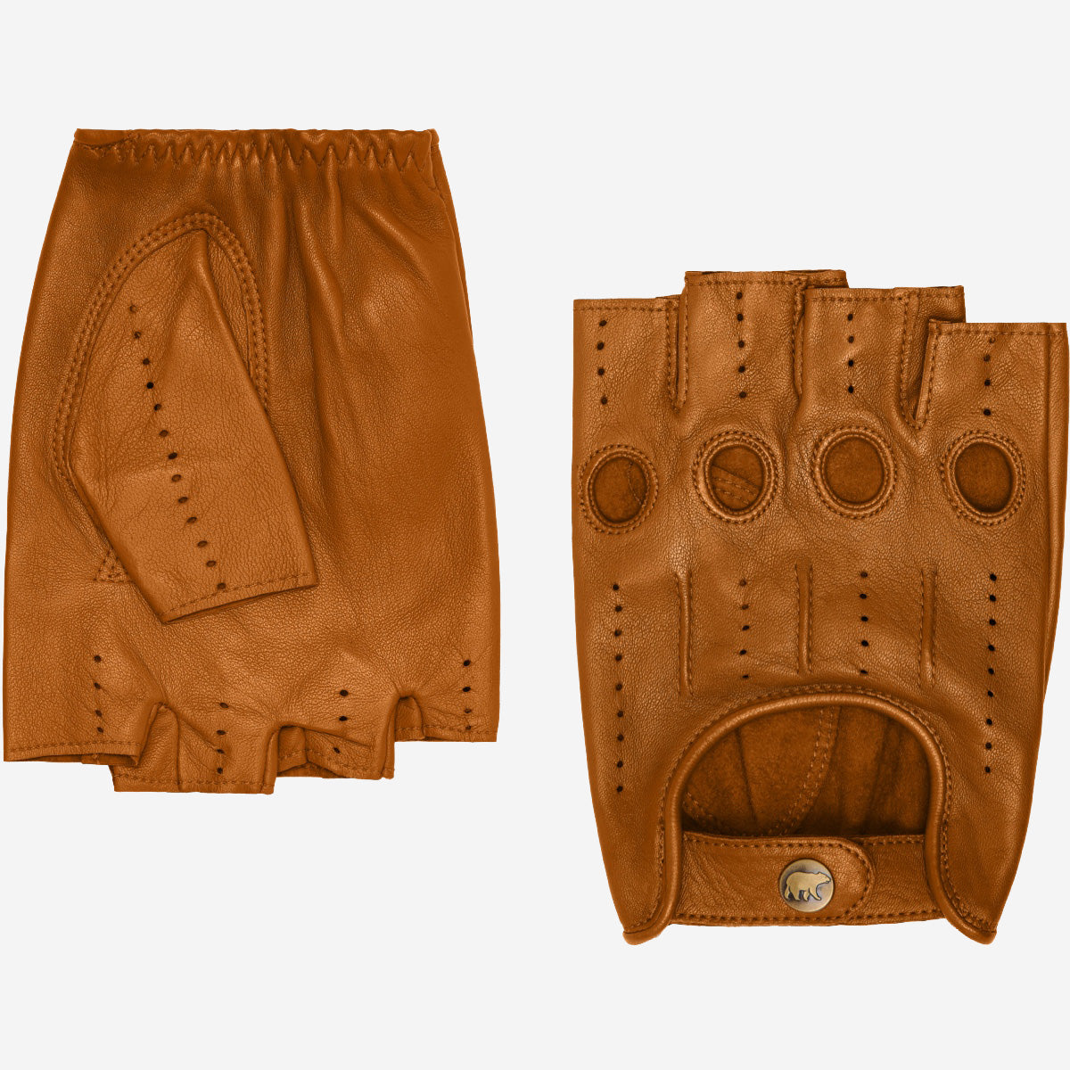 Giuseppe (cognac) - Italian lambskin fingerless leather driving gloves