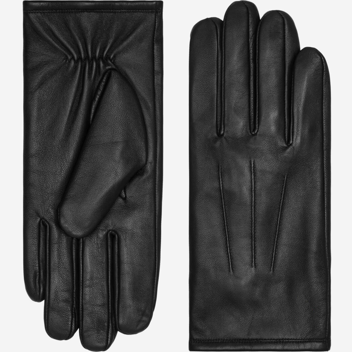 Julian (black) - Classic sheepskin leather gloves with warm fleece lining and touchscreen feature