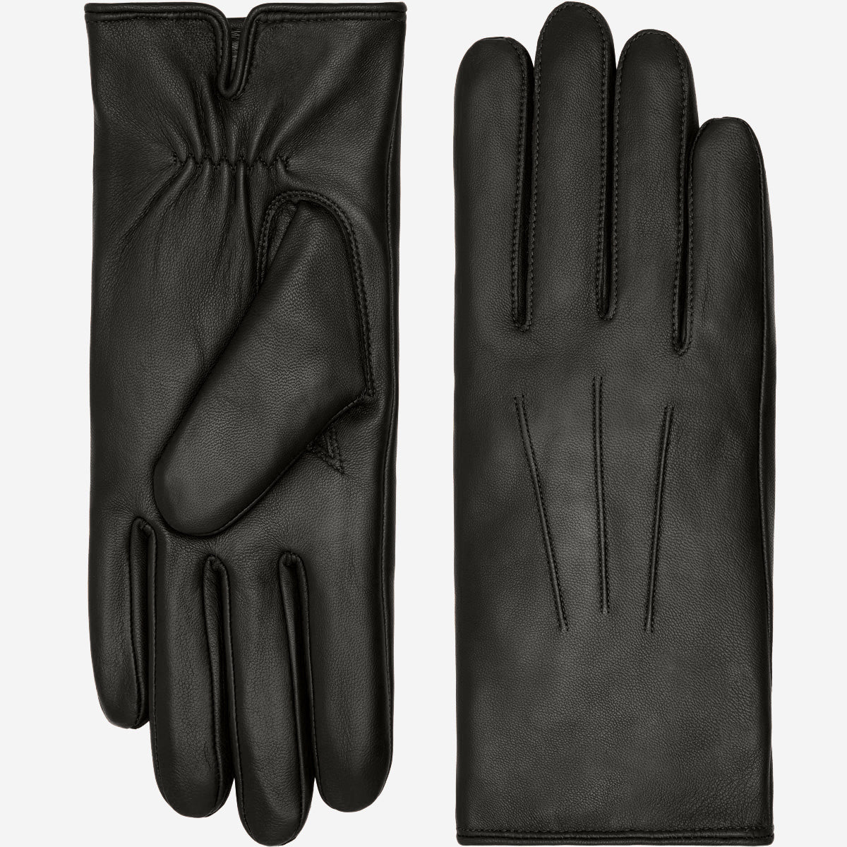 Julietta (black) - Lambskin leather gloves with plush rabbit fur lining and touchscreen feature