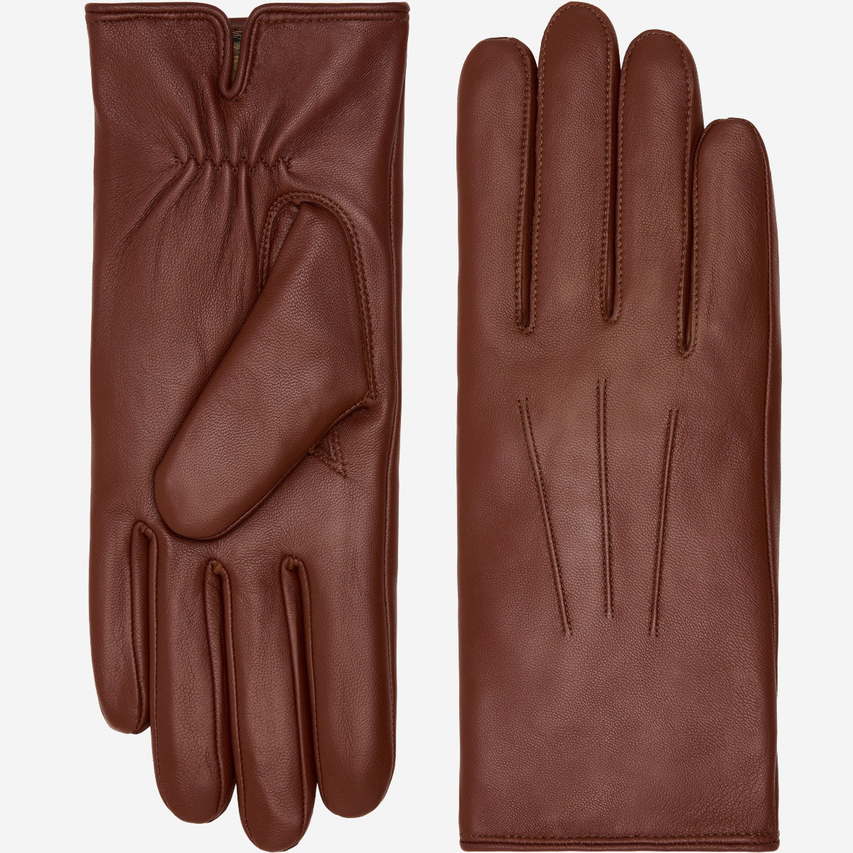 Julietta (brown) - Lambskin leather gloves with plush rabbit fur lining and touchscreen feature