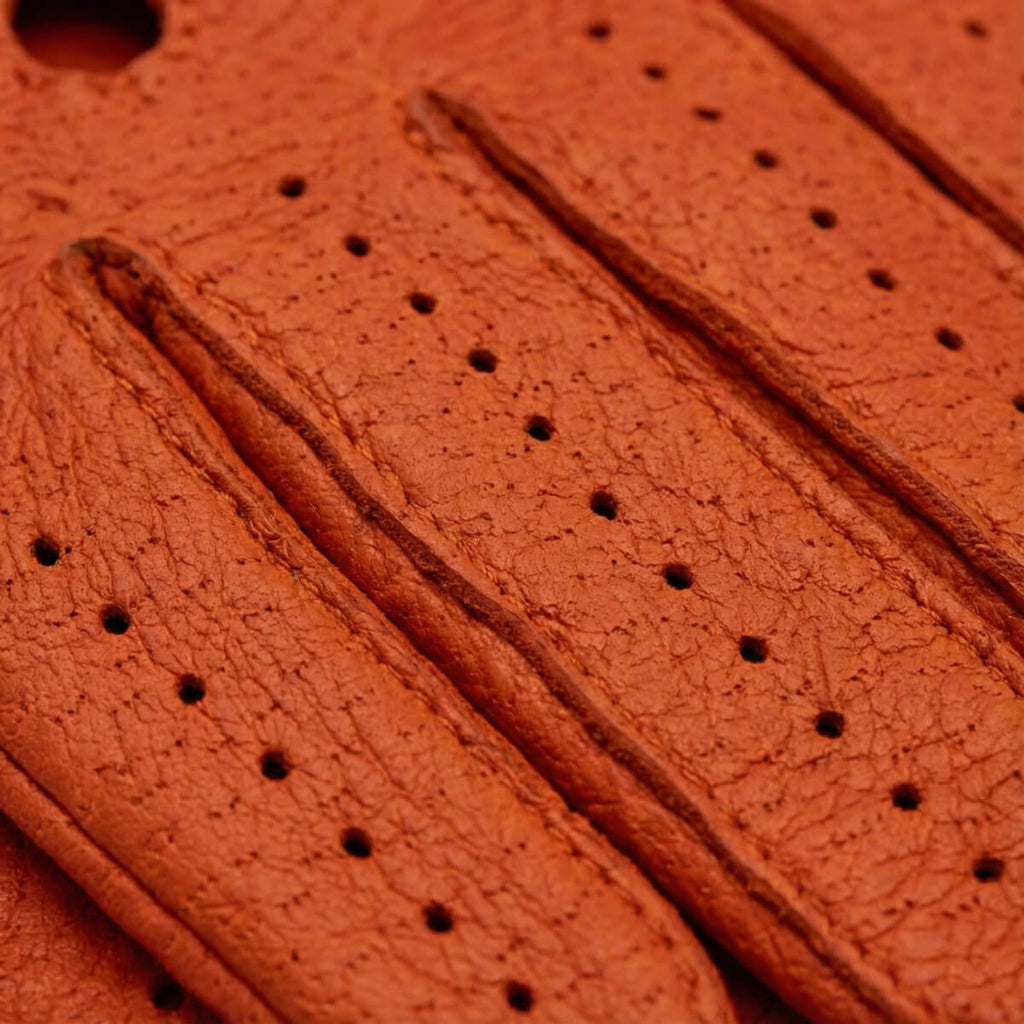 Marcello (orange) – Luxurious Italian peccary driving gloves