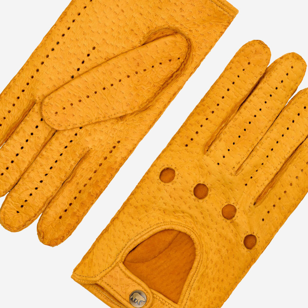 Marcello (yellow) – Luxurious Italian peccary driving gloves