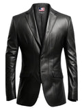 Men 2 Button Leather Blazer