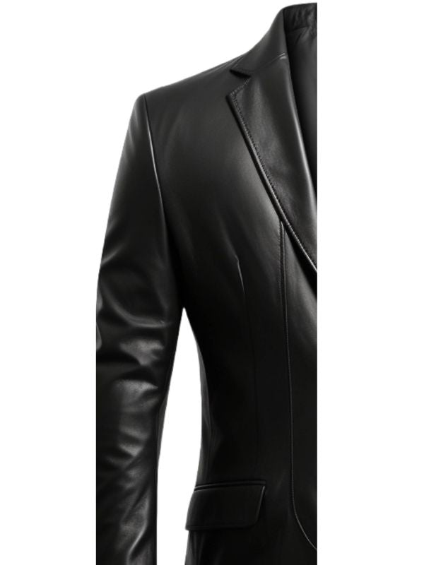 Men 2 Button Leather Blazer