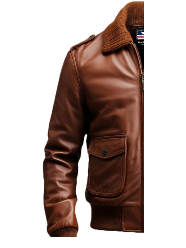 Men's Brown Aviator Leather Bomber Jacket