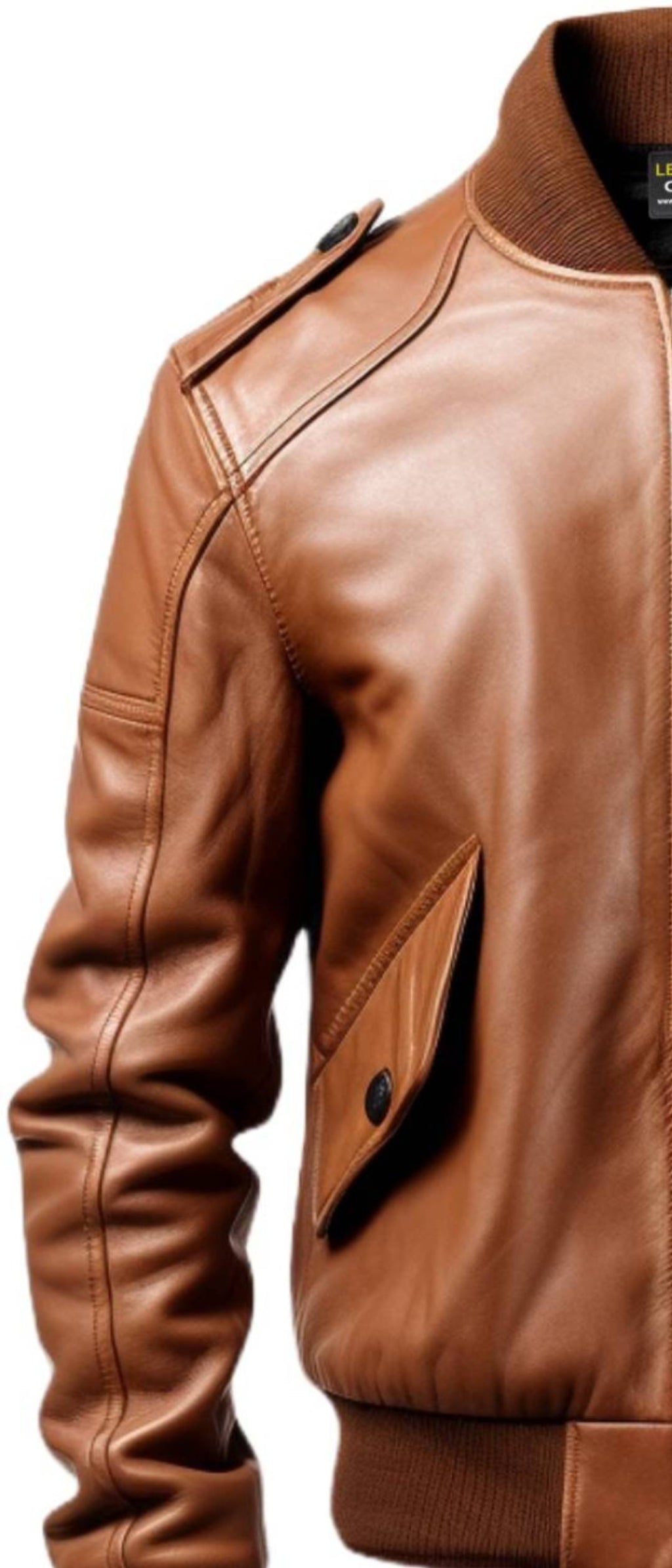 Men's Brown Leather Bomber Jacket