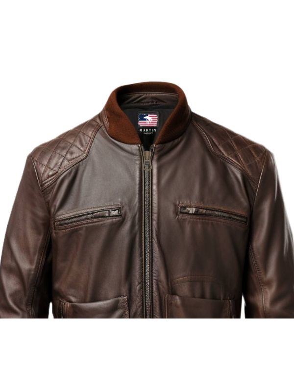 Men's Brown Everyday Leather Bomber Jacket