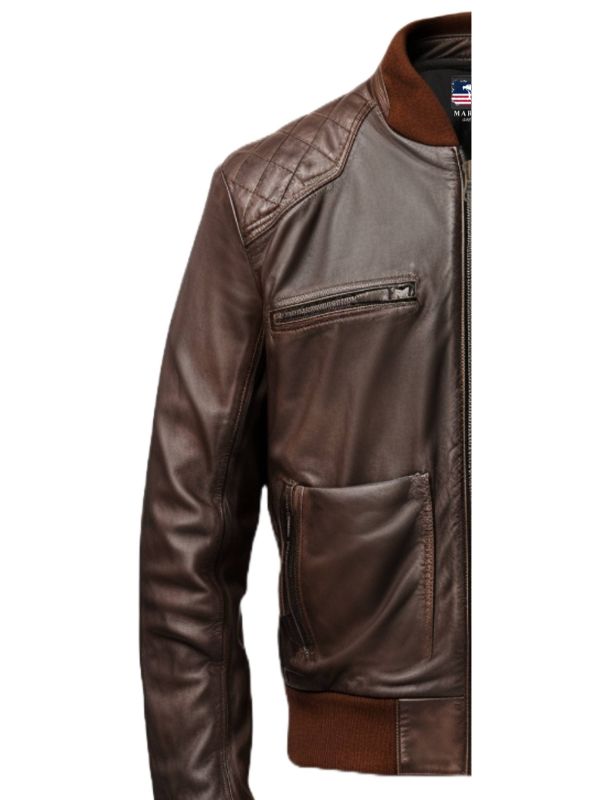 Men's Brown Everyday Leather Bomber Jacket