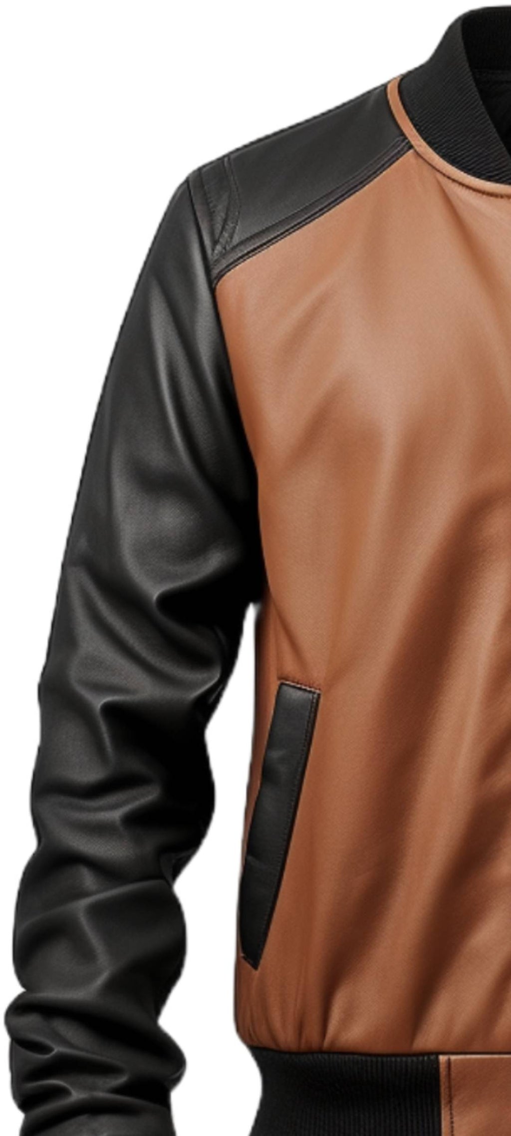 Men's Brown Leather Bomber Jacket