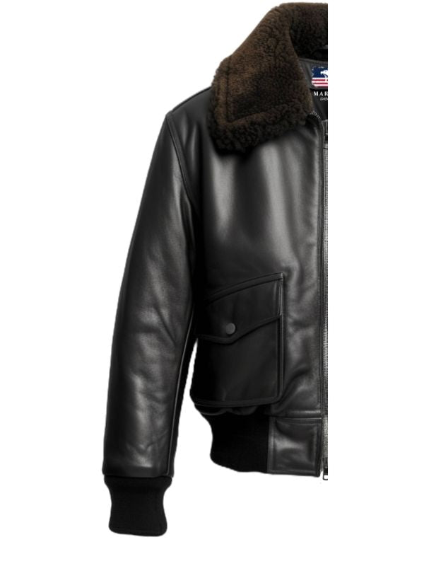 Men's Black G1 Flight Leather Bomber Jacket