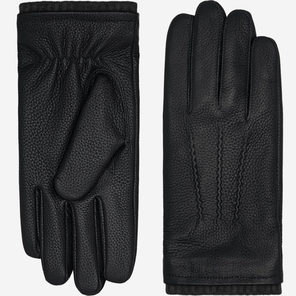 Noah (black) – Luxurious deerskin leather gloves with warm wool lining