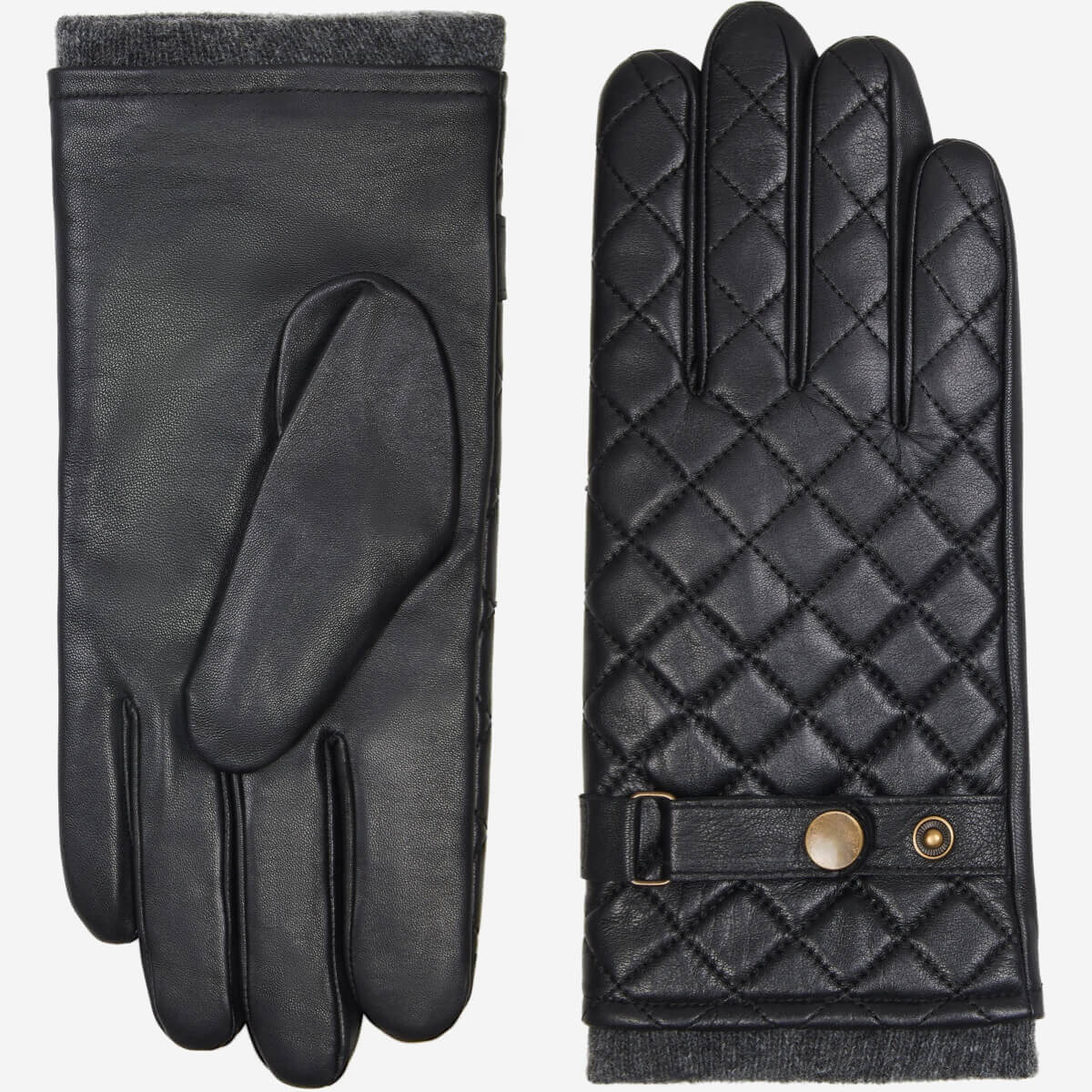 Sebastian (black) – Sheepskin leather gloves with snap closure & touchscreen feature