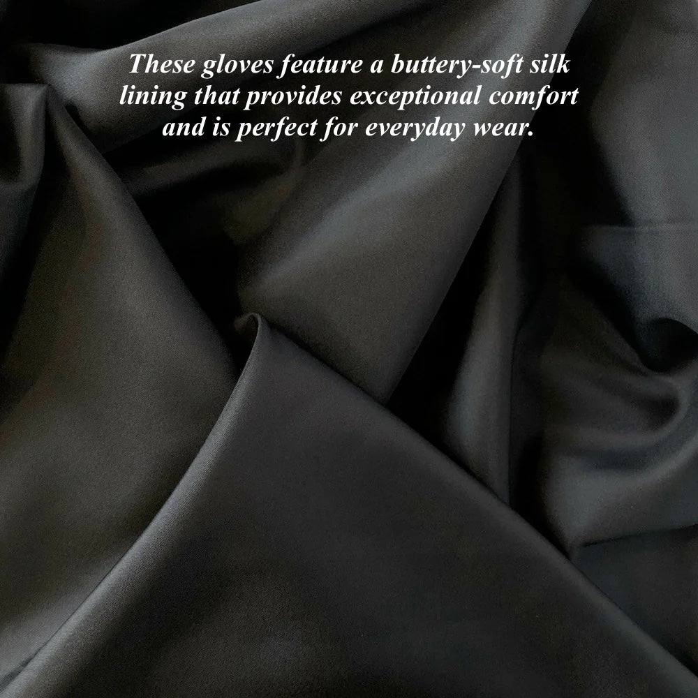 Sofia (sand) - Italian lambskin leather gloves with silk lining