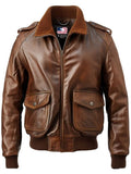 Men's Brown Distressed Aviator Leather Jacket