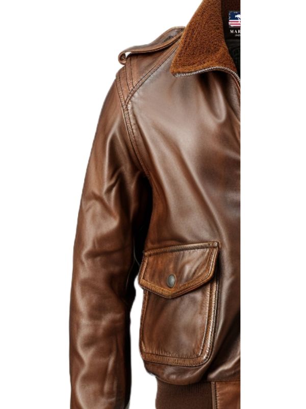 Men's Brown Distressed Aviator Leather Jacket