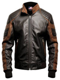 Men's Black Leather Bomber Jacket