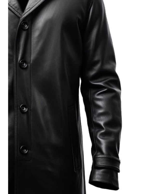 Men Leather Coat - Black Leather Coat