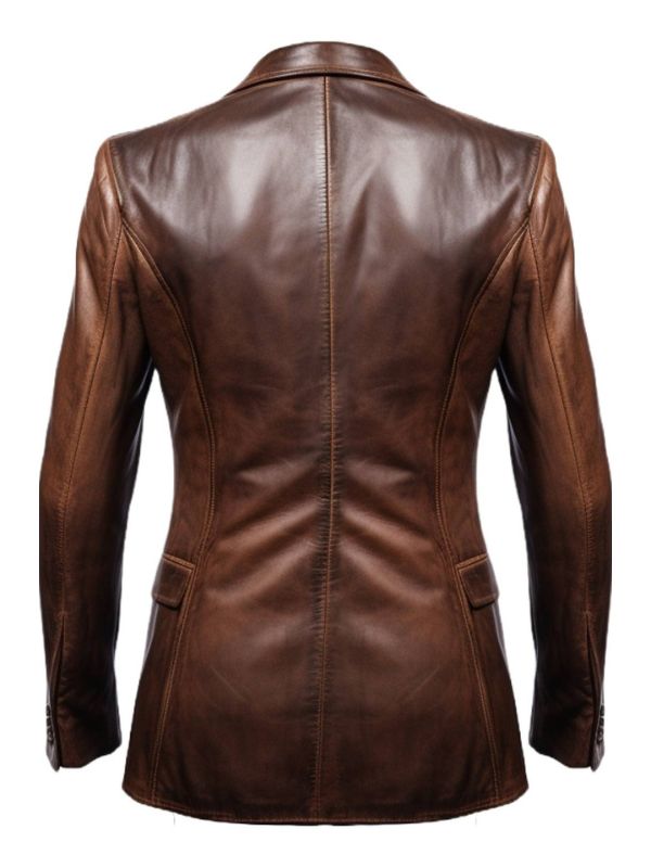 Men Stylish Distressed Brown Leather Blazer