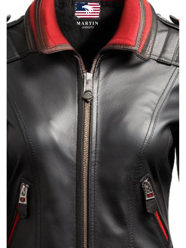 Women Black Bomber Leather Jacket